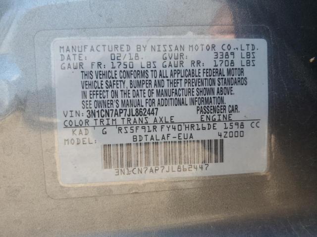 Photo 11 VIN: 3N1CN7AP7JL862447 - NISSAN VERSA 