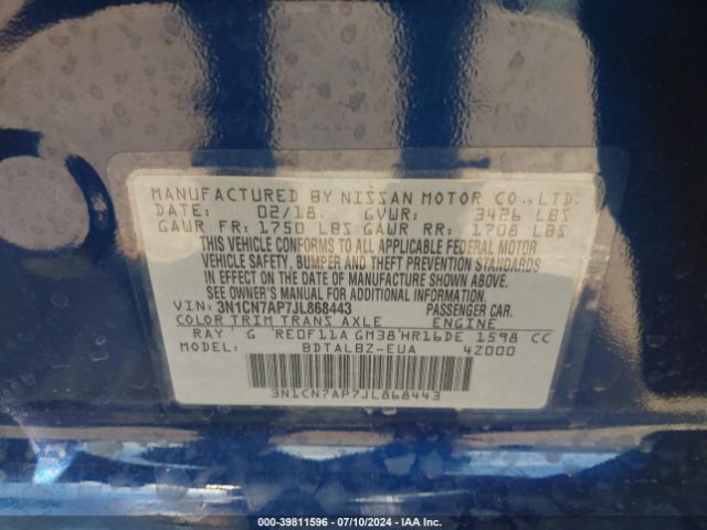 Photo 8 VIN: 3N1CN7AP7JL868443 - NISSAN VERSA 