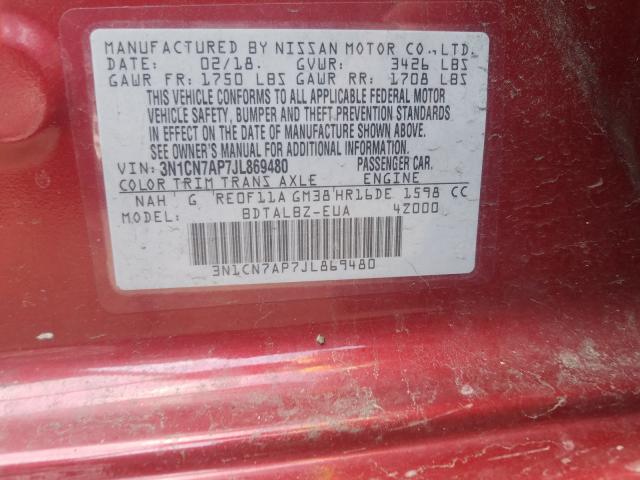 Photo 9 VIN: 3N1CN7AP7JL869480 - NISSAN VERSA S 