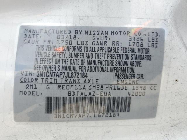 Photo 11 VIN: 3N1CN7AP7JL872184 - NISSAN VERSA S 