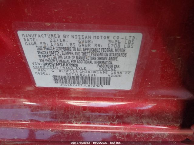 Photo 8 VIN: 3N1CN7AP7JL872928 - NISSAN VERSA 