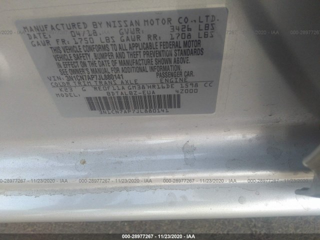 Photo 8 VIN: 3N1CN7AP7JL880141 - NISSAN VERSA SEDAN 