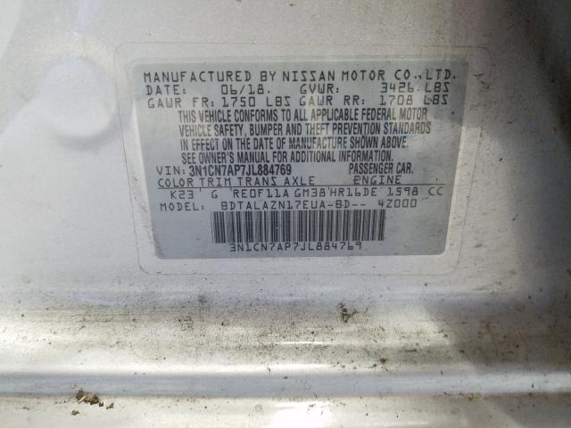 Photo 9 VIN: 3N1CN7AP7JL884769 - NISSAN VERSA 