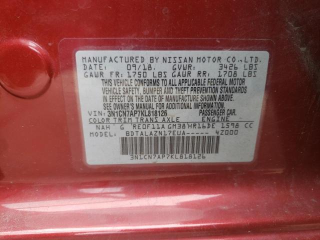 Photo 11 VIN: 3N1CN7AP7KL818126 - NISSAN VERSA S 