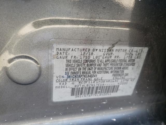 Photo 9 VIN: 3N1CN7AP7KL840241 - NISSAN VERSA S 