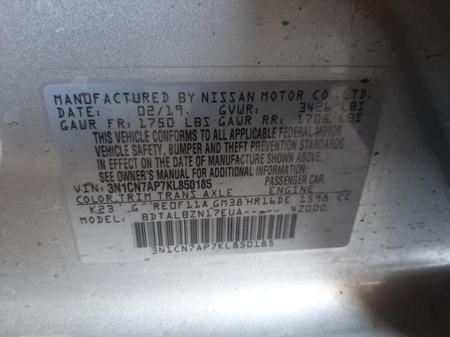 Photo 9 VIN: 3N1CN7AP7KL850185 - NISSAN VERSA S 