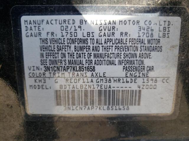 Photo 12 VIN: 3N1CN7AP7KL851658 - NISSAN VERSA S 