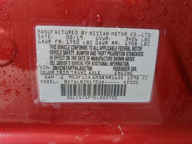 Photo 12 VIN: 3N1CN7AP7KL852700 - NISSAN VERSA S 