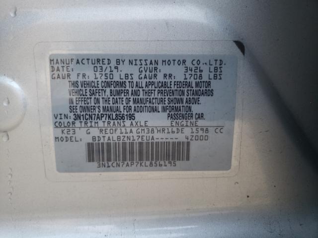 Photo 9 VIN: 3N1CN7AP7KL856195 - NISSAN VERSA S 