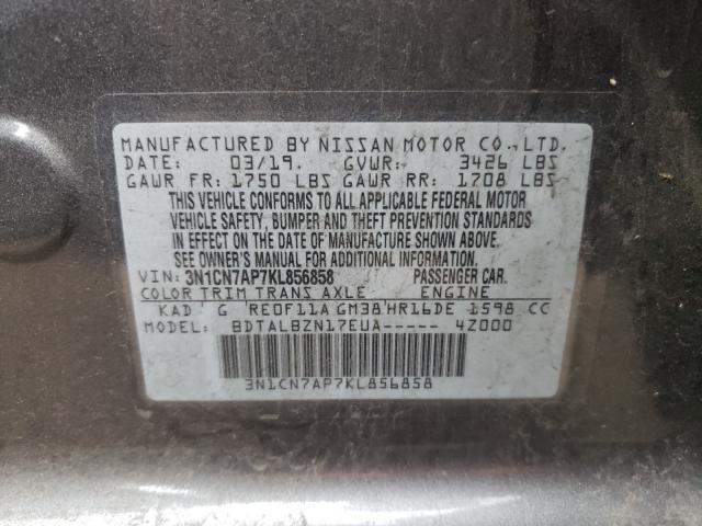 Photo 9 VIN: 3N1CN7AP7KL856858 - NISSAN VERSA S 