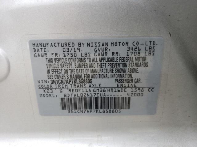 Photo 11 VIN: 3N1CN7AP7KL858805 - NISSAN VERSA 