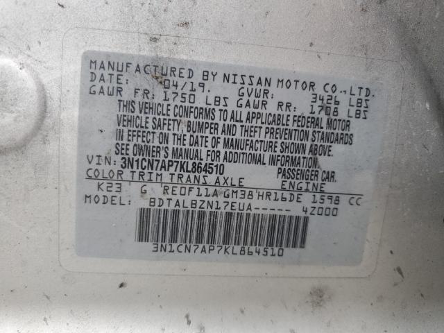 Photo 11 VIN: 3N1CN7AP7KL864510 - NISSAN VERSA S 