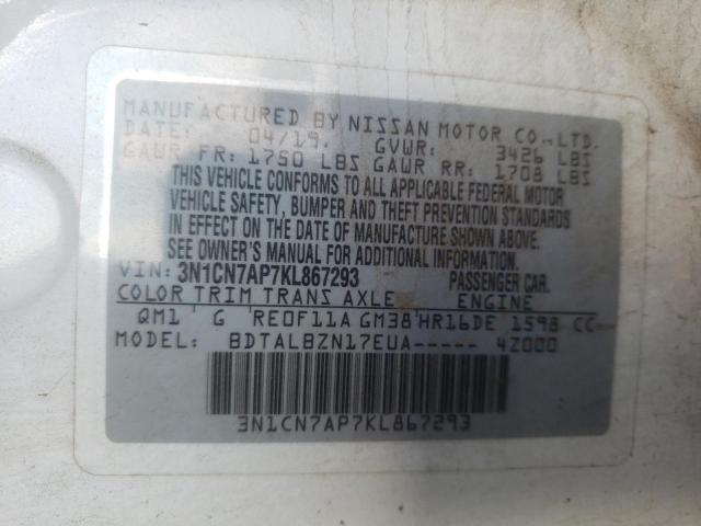 Photo 9 VIN: 3N1CN7AP7KL867293 - NISSAN VERSA S 