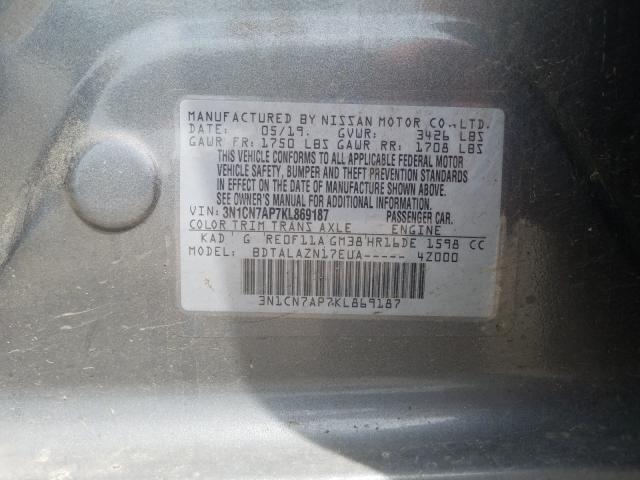 Photo 9 VIN: 3N1CN7AP7KL869187 - NISSAN VERSA S 