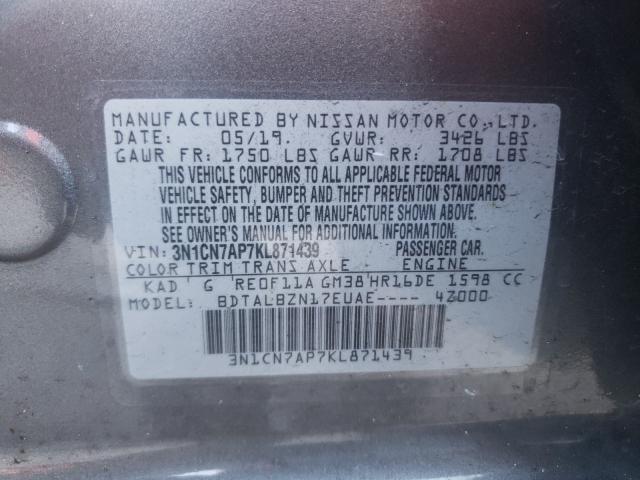 Photo 9 VIN: 3N1CN7AP7KL871439 - NISSAN VERSA S 