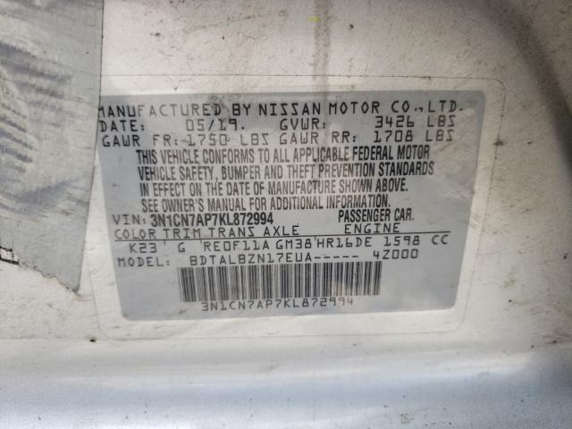 Photo 9 VIN: 3N1CN7AP7KL872994 - NISSAN VERSA S 