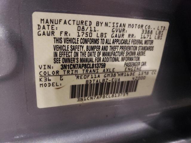 Photo 11 VIN: 3N1CN7AP8CL813759 - NISSAN VERSA 