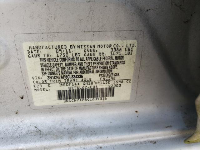 Photo 9 VIN: 3N1CN7AP8CL834336 - NISSAN VERSA S 