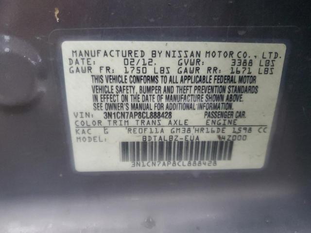 Photo 11 VIN: 3N1CN7AP8CL888428 - NISSAN VERSA S 