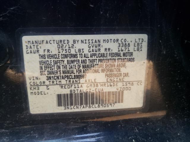 Photo 9 VIN: 3N1CN7AP8CL890597 - NISSAN VERSA S 