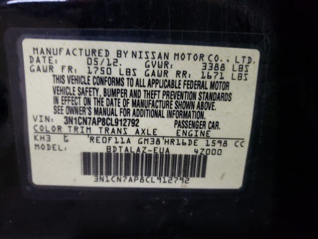 Photo 9 VIN: 3N1CN7AP8CL912792 - NISSAN VERSA S 