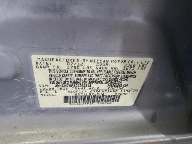 Photo 11 VIN: 3N1CN7AP8CL932248 - NISSAN VERSA S 