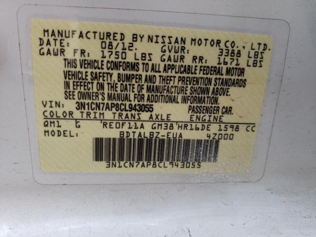 Photo 9 VIN: 3N1CN7AP8CL943055 - NISSAN VERSA S 