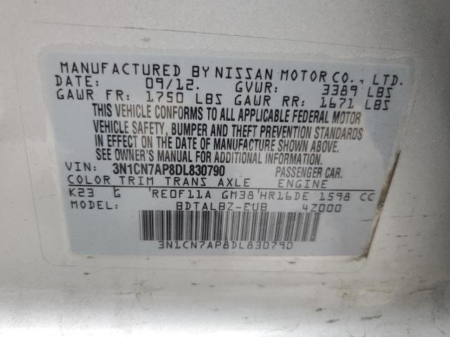 Photo 11 VIN: 3N1CN7AP8DL830790 - NISSAN VERSA S 