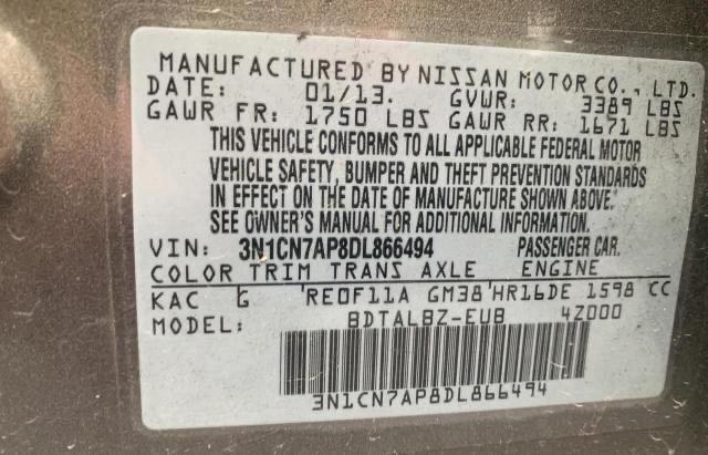 Photo 9 VIN: 3N1CN7AP8DL866494 - NISSAN VERSA 