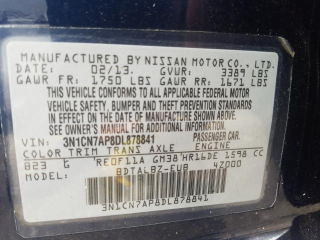 Photo 9 VIN: 3N1CN7AP8DL878841 - NISSAN VERSA S 