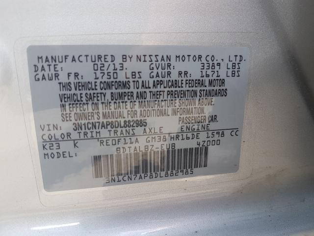 Photo 9 VIN: 3N1CN7AP8DL882985 - NISSAN VERSA S 