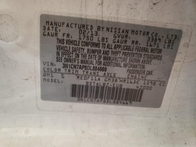 Photo 9 VIN: 3N1CN7AP8DL884669 - NISSAN VERSA S 