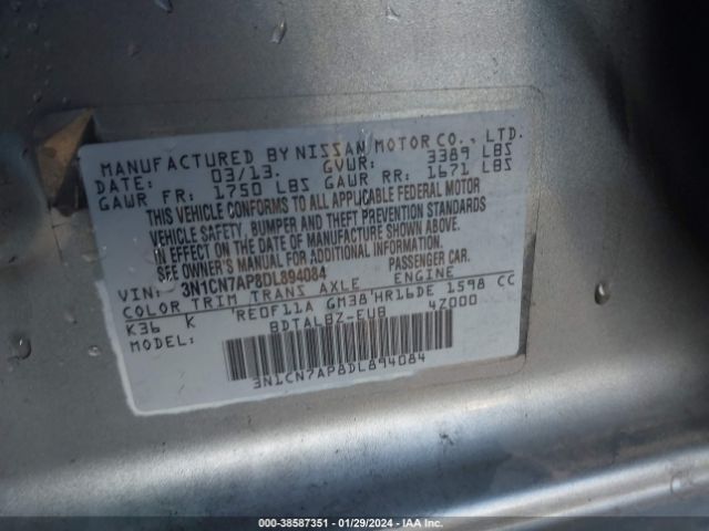 Photo 8 VIN: 3N1CN7AP8DL894084 - NISSAN VERSA 