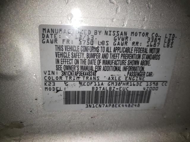 Photo 9 VIN: 3N1CN7AP8EK448248 - NISSAN VERSA S 