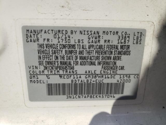 Photo 9 VIN: 3N1CN7AP8EK457046 - NISSAN VERSA S 