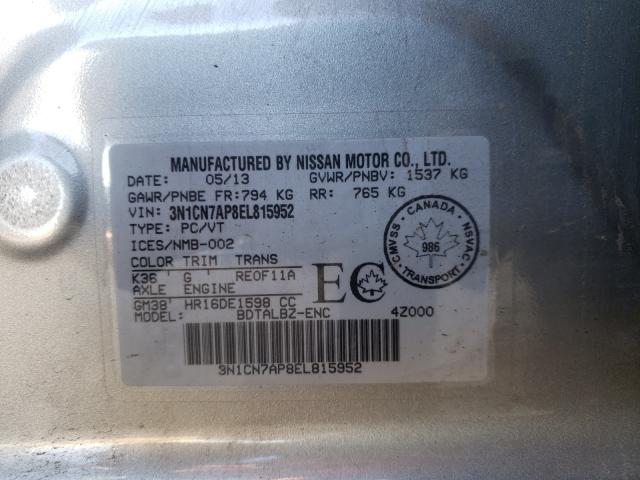 Photo 9 VIN: 3N1CN7AP8EL815952 - NISSAN VERSA S 