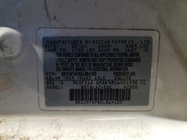 Photo 9 VIN: 3N1CN7AP8EL864102 - NISSAN VERSA S 