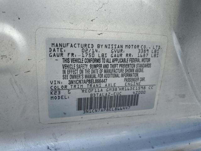 Photo 11 VIN: 3N1CN7AP8EL866447 - NISSAN VERSA S 