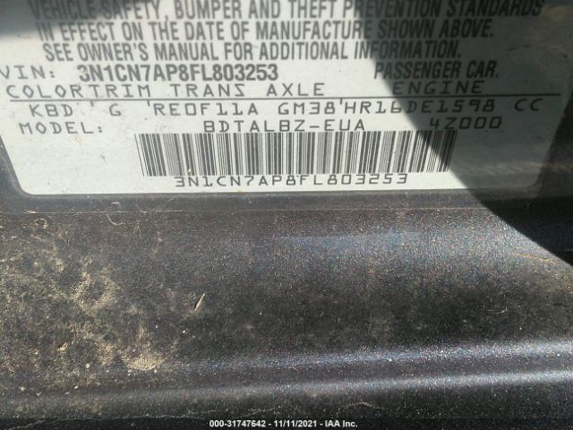 Photo 8 VIN: 3N1CN7AP8FL803253 - NISSAN VERSA 