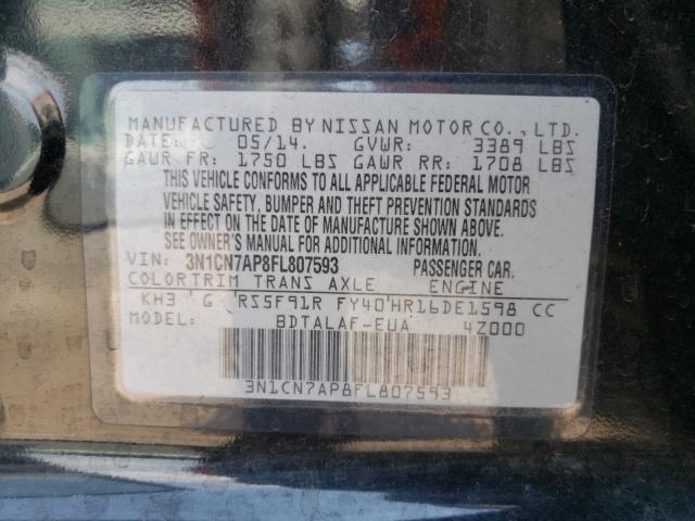 Photo 9 VIN: 3N1CN7AP8FL807593 - NISSAN VERSA S 