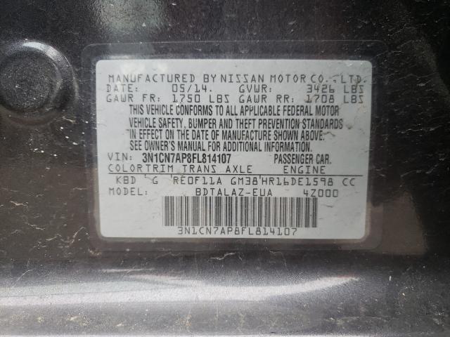 Photo 9 VIN: 3N1CN7AP8FL814107 - NISSAN VERSA S 