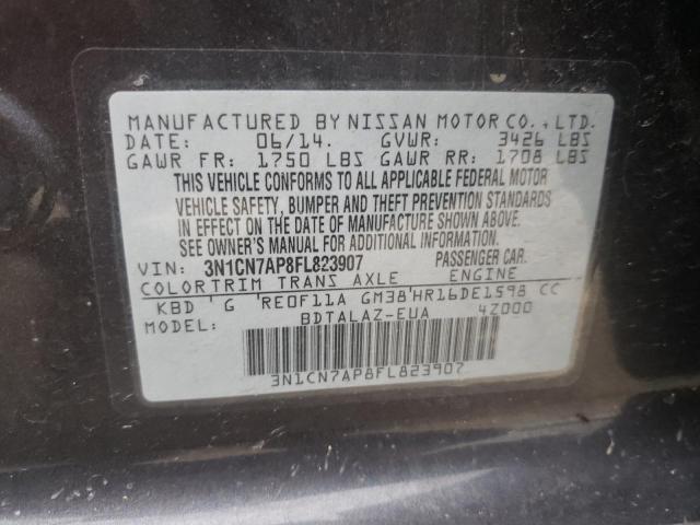 Photo 9 VIN: 3N1CN7AP8FL823907 - NISSAN VERSA S 