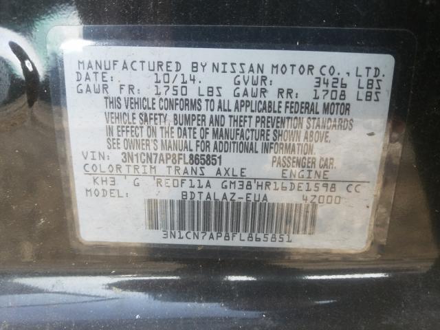 Photo 9 VIN: 3N1CN7AP8FL865851 - NISSAN VERSA S 