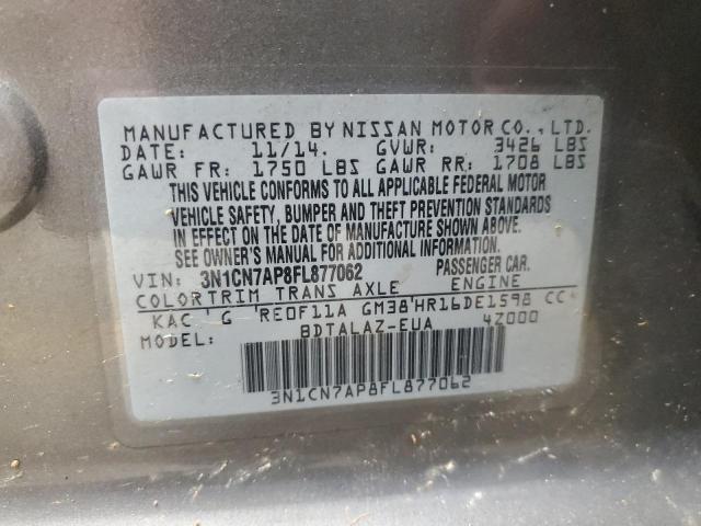 Photo 11 VIN: 3N1CN7AP8FL877062 - NISSAN VERSA S 