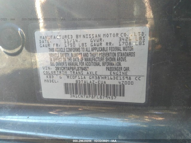 Photo 8 VIN: 3N1CN7AP8FL879457 - NISSAN VERSA 