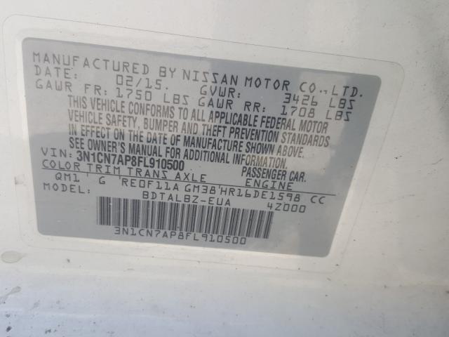 Photo 9 VIN: 3N1CN7AP8FL910500 - NISSAN VERSA S 