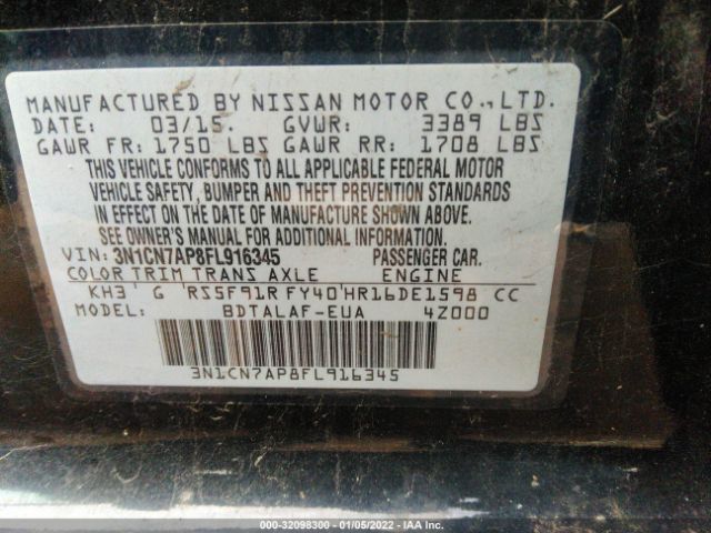 Photo 8 VIN: 3N1CN7AP8FL916345 - NISSAN VERSA 