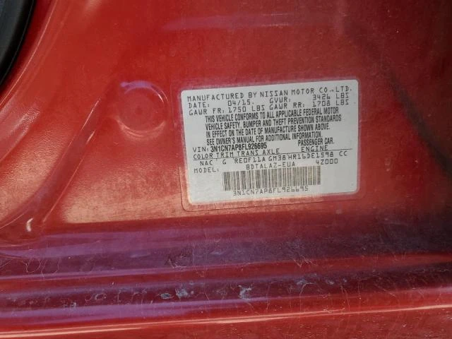 Photo 11 VIN: 3N1CN7AP8FL926695 - NISSAN VERSA S 