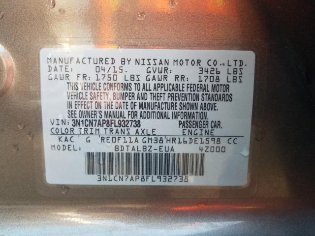 Photo 9 VIN: 3N1CN7AP8FL932738 - NISSAN VERSA S 