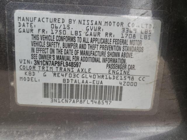 Photo 12 VIN: 3N1CN7AP8FL948597 - NISSAN VERSA S 